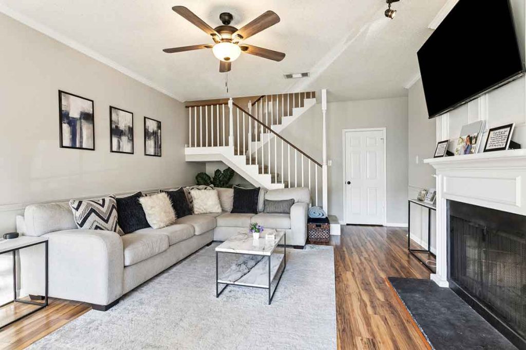 Staging your home with furniture and accessories provides a homey feel and helps with the sale of the home.
